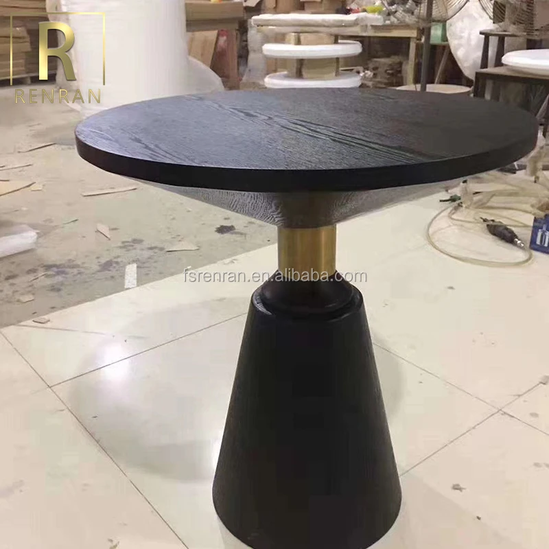 Modern Black Color Wooden Round Cafe Restaurant Furniture Dining Tables