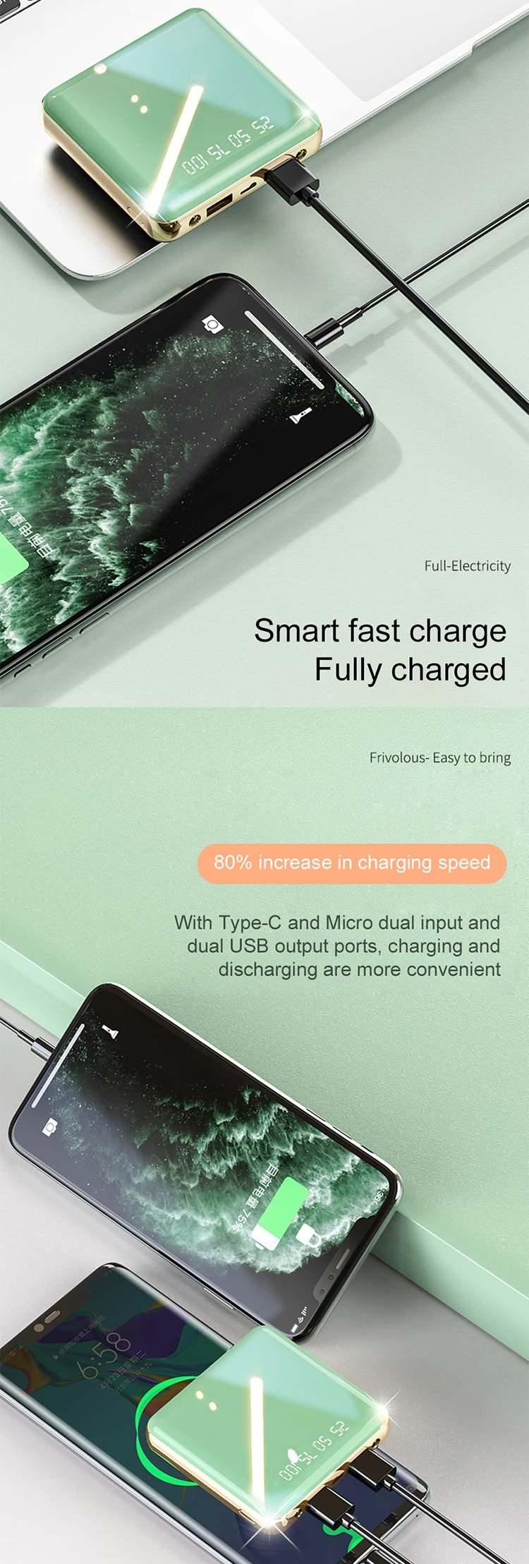Portable Charger 8000mAh Mini Powerbank Mobile Bank External Battery Charger Power Bank 20000 mAh 10000 mAh - ANKUX.COM