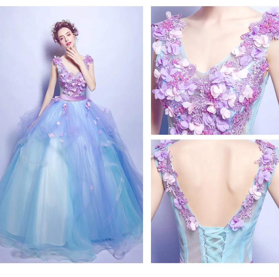 2019 Sexy Light Purple Flower Embroidery Appliques Solo Belle Ball Soft ...