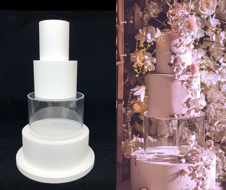 3pcs A Set Clear Acrylic Box Cake Stand Wedding Cylinder Cake Stand For
