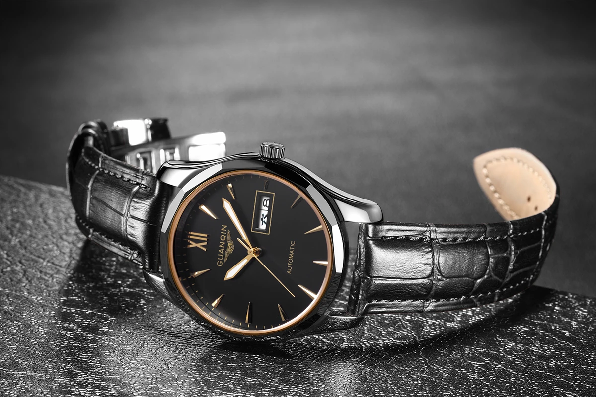 Best Japanese Movement Stainless Steel Classic Design Auto Date Guanqin