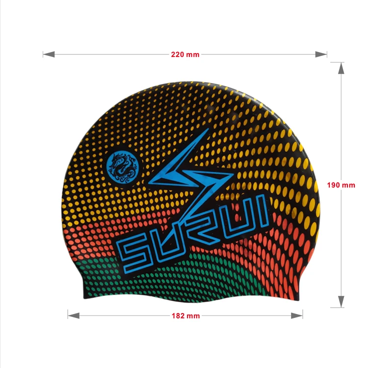 Guangdong factory color print Wholesale Waterproof custom silicone swim cap
