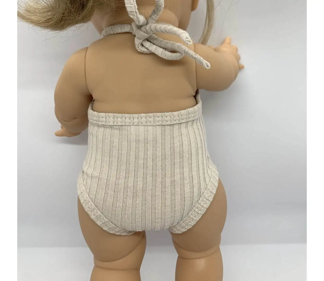 Miniland Recycled Knitwear Set For 32 Cm Dolls - Dress And Headband In Beige, Eco-Friendly Doll Clothes - View #5