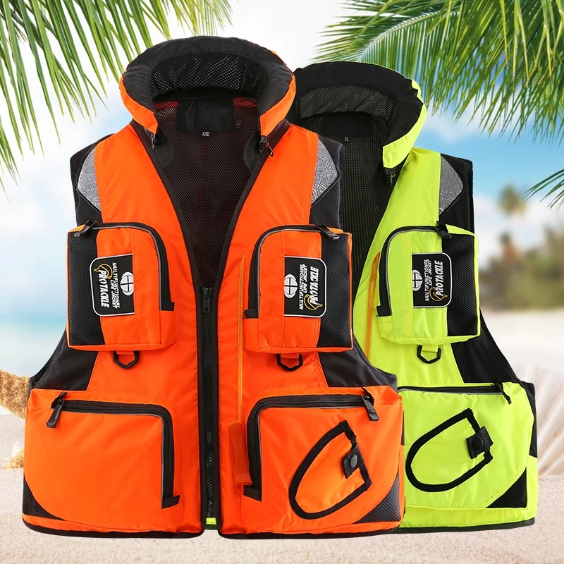 China Factory Fishing Life Jacket Portable Adult Vest Large Buoyant Marine Fishing Vest