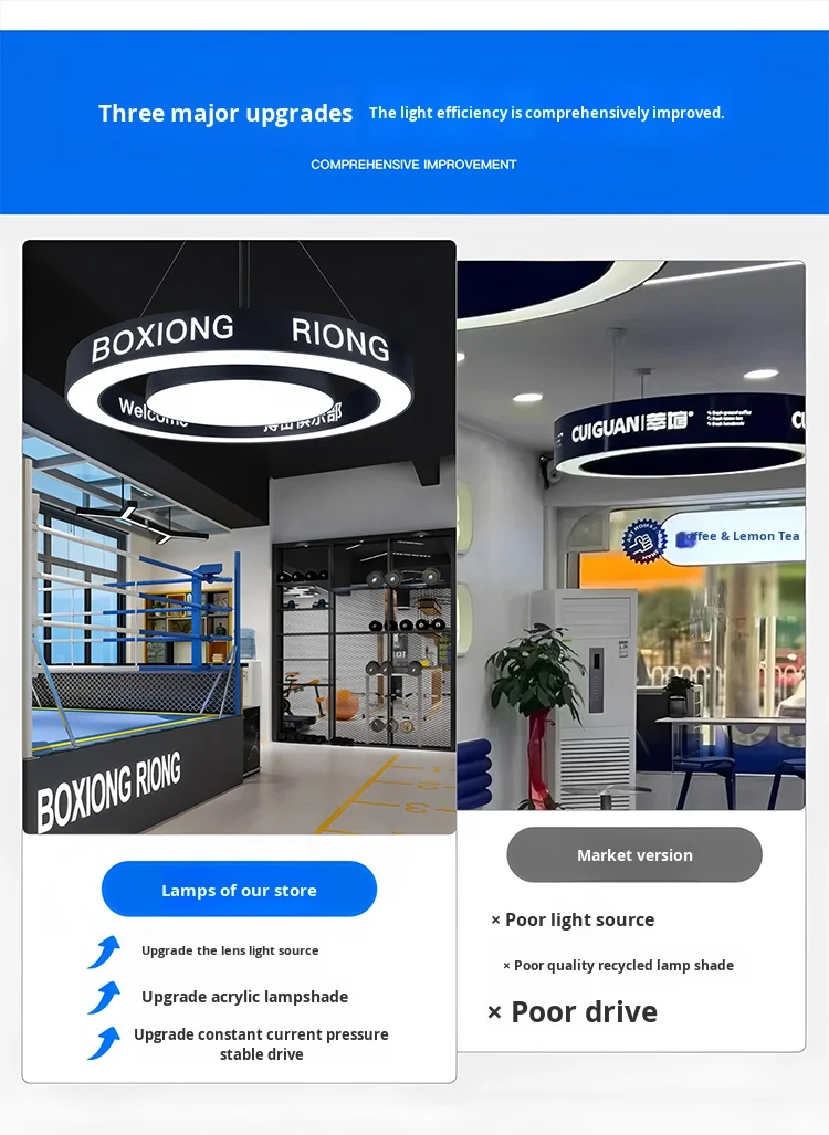 product circular pendant light for billiard hall qingba boxing gym dance studio front desk logo light chandeliers pendant lights-7