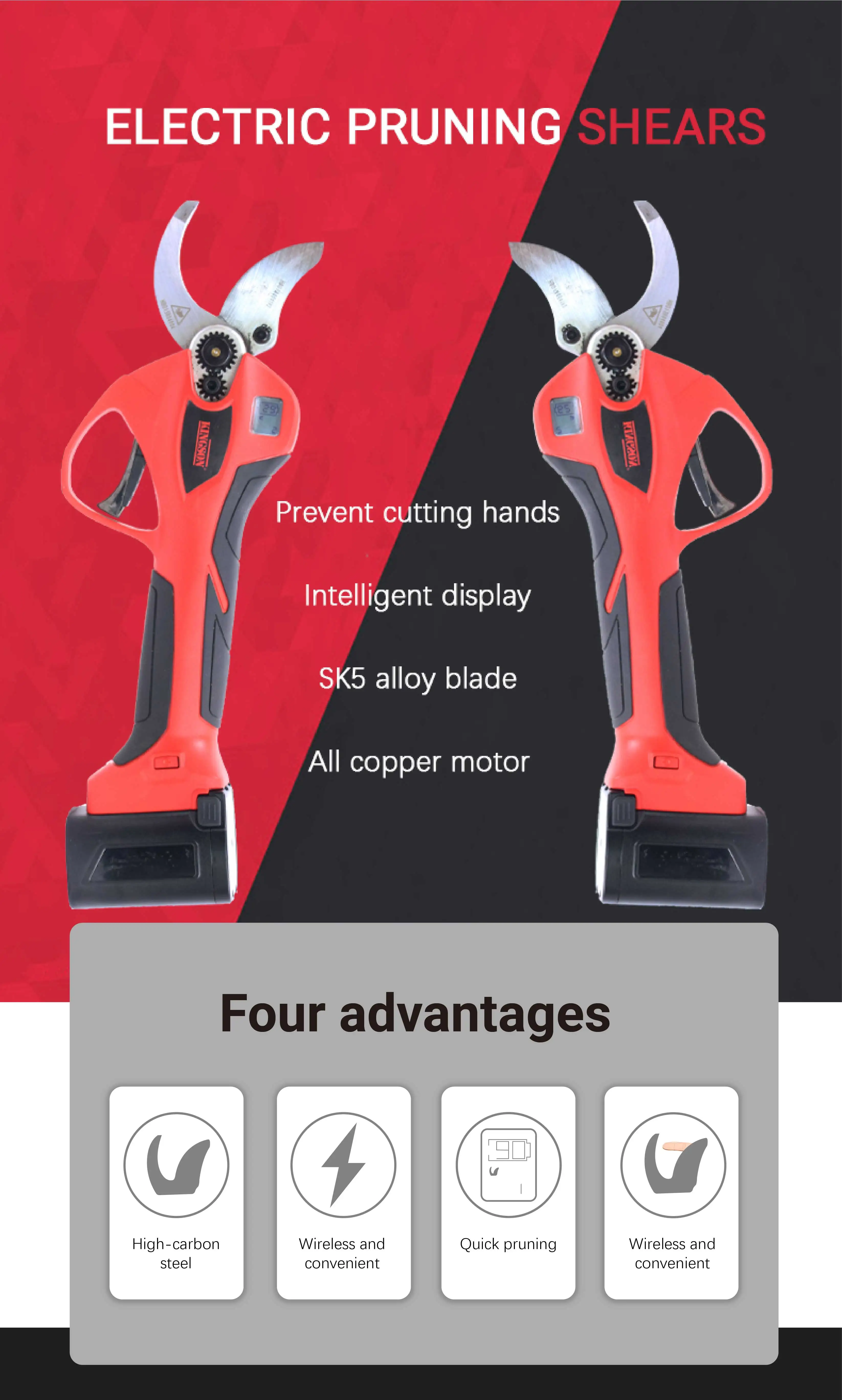 Kingson 40mm Garden Pruners Electric Safety Telescopic Electric Pruner