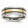 Titanium 14k Yellow Inlay Flat 7mm Brushed Wedding Ring Band Precious Metal Fine Jewelry Ideal Mothers Day Gifts