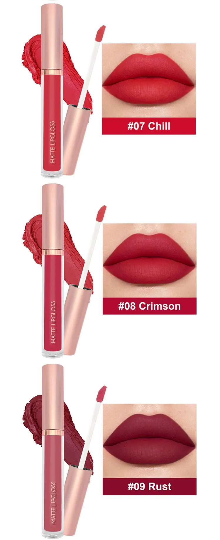 3 Pack Matte Lip Gloss Lip Glaze Set