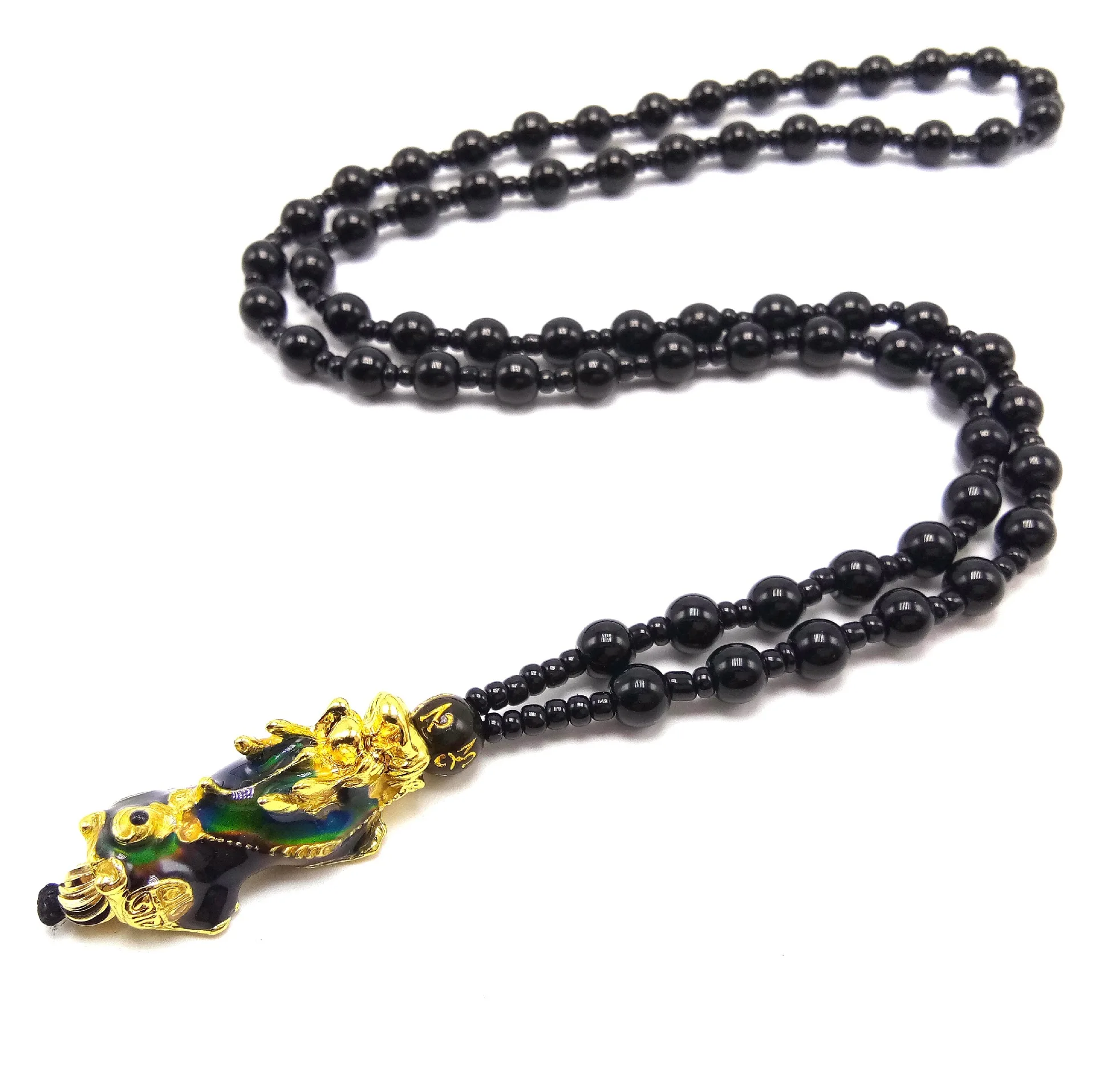 Thajaling Pixiu Pi Yao Black Obsidian Pendant Feng Shui Amulet Talisman Wealth Lucky Feng Shui Pendant Necklace