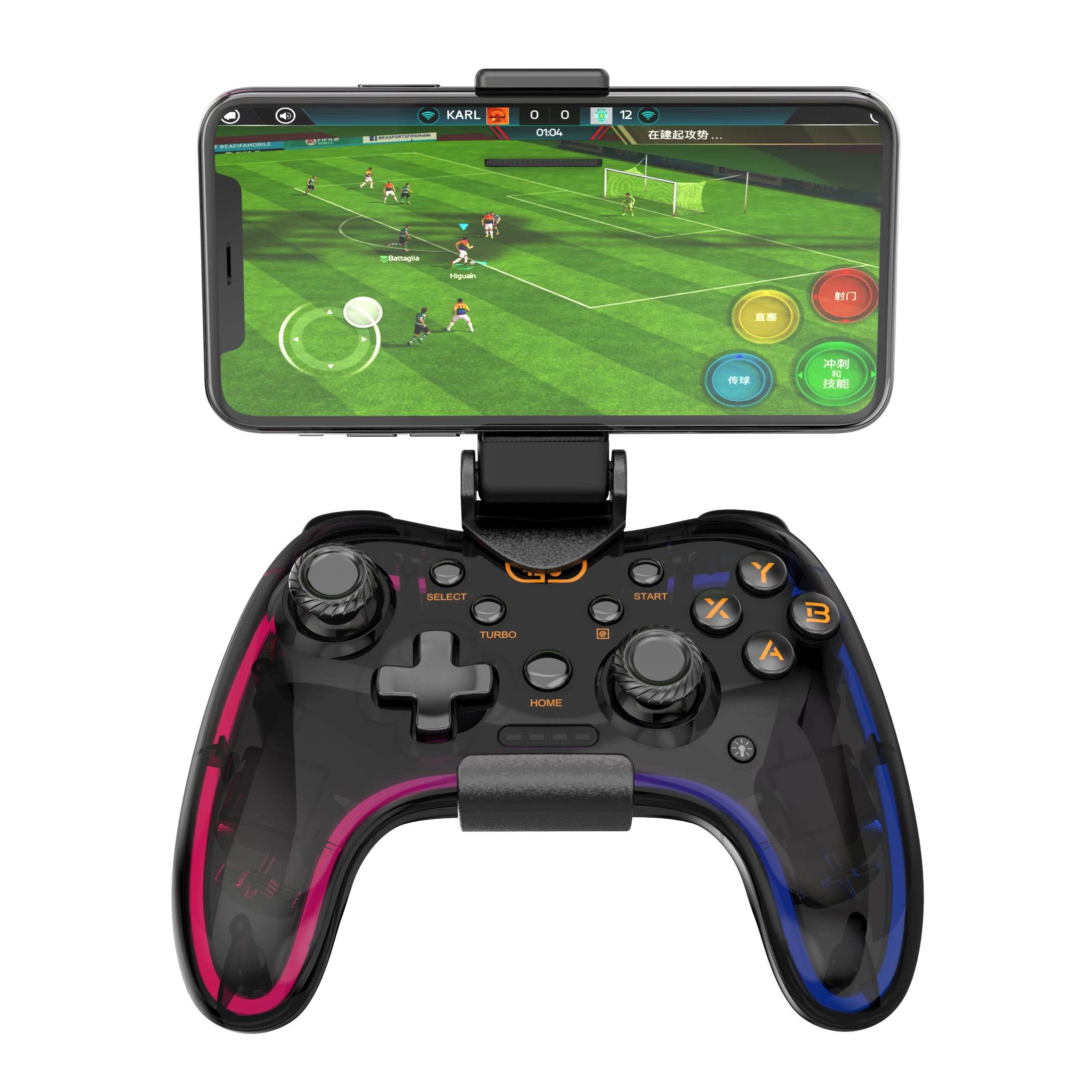 Hot Wireless Mobile Gamepad Rgb Light Gamepad Support Ps4 /ns Game