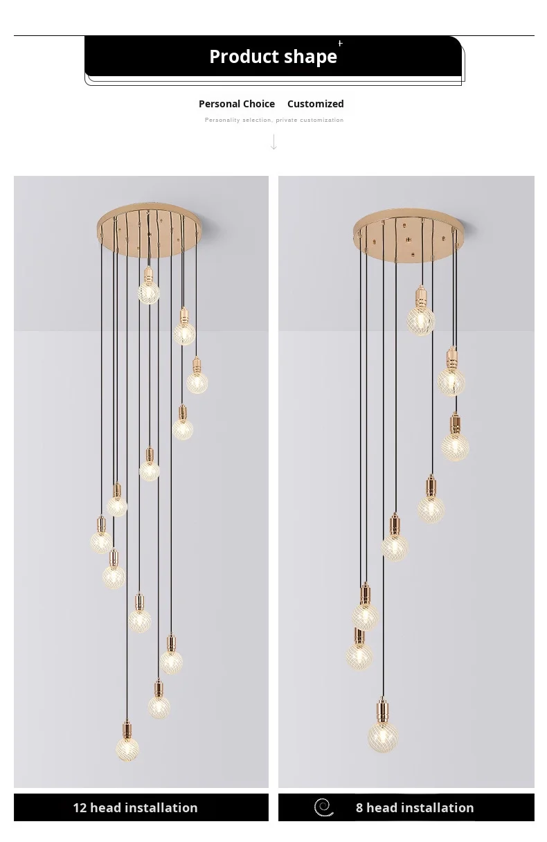 product nordic luxury creative staircase chandelier rotating duplex loft light for villa hotel middle sized lamp for living room lobby-1