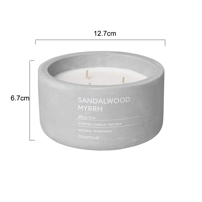 10 Oz Black Matte Custom Concrete Candle Vessel Cement Engraved Scented