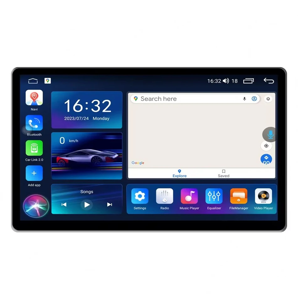 1 DIN Android head unit installed in Toyota Corolla dashboard showing Google Maps interface