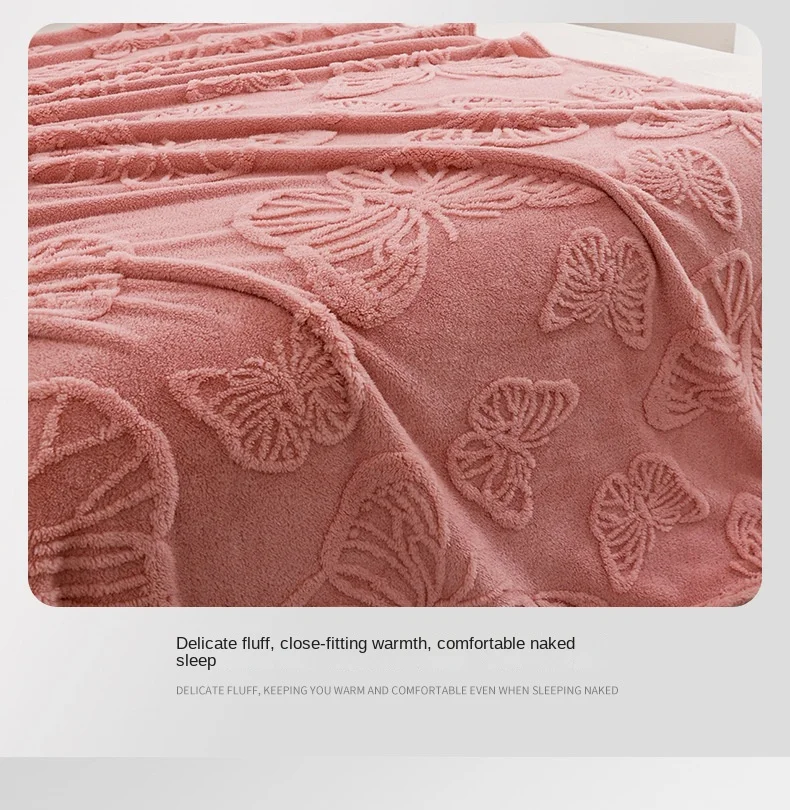 New Knitted Flannel Taffeta Fleece Butterfly Flower Stereo Jacquard Eco-friendly 100% Polyester All-Season Bedding Travel Nap details