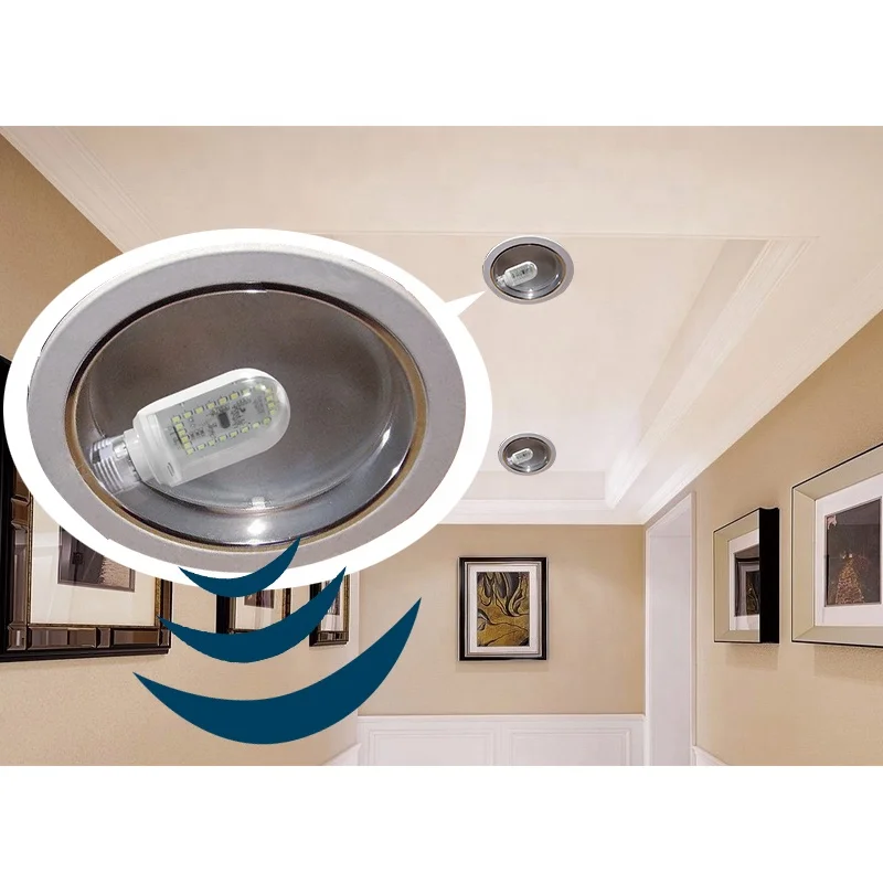 Corridor Hallway Microwave Motion Sensor Horizontal 5W E27 LED Corn bulb Lamp for Retrofit Spot light Ceiling Panel Light