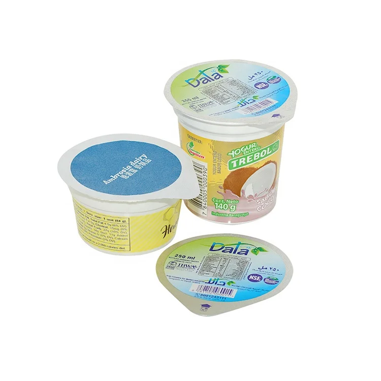 Pre Cut Die Cut Piece Aluminum Foil Lids For Yogurt Packaging Plastic