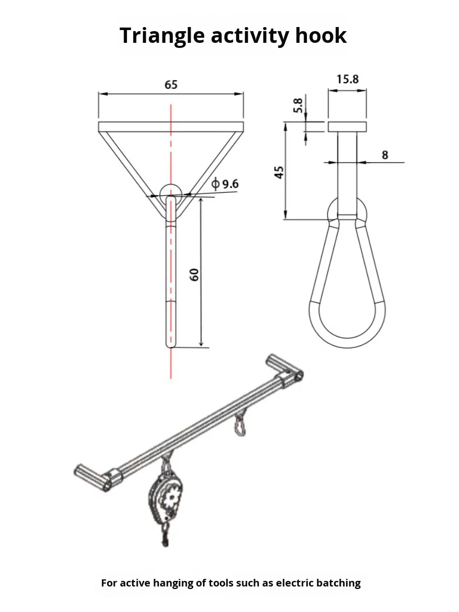 product triangle activity hook nylon metal d28 1000 series aluminum lean pipe t slot line rod auxiliary accessories attachment slider-15