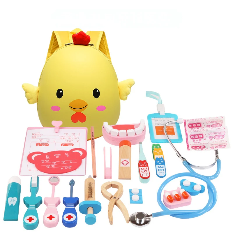 Cute wooden doctor set with bag doctor set toy pretend play doctor set kids