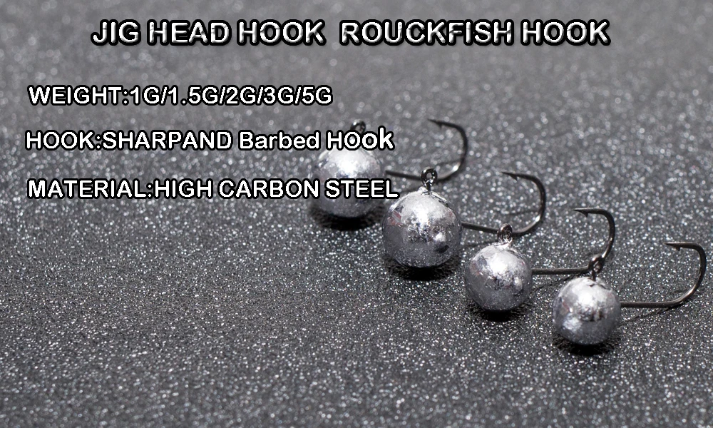 Johncoo G G G G G G Soft Worm Fishing Hook Pcs Jig Head Hook Barbed Single Fishhook