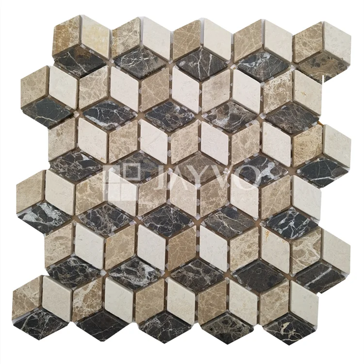 Stone Mosaic Custom Hexagon Tile Backsplash Diamond Mosaic Wall Tiles Golden Select mosaic wall tile