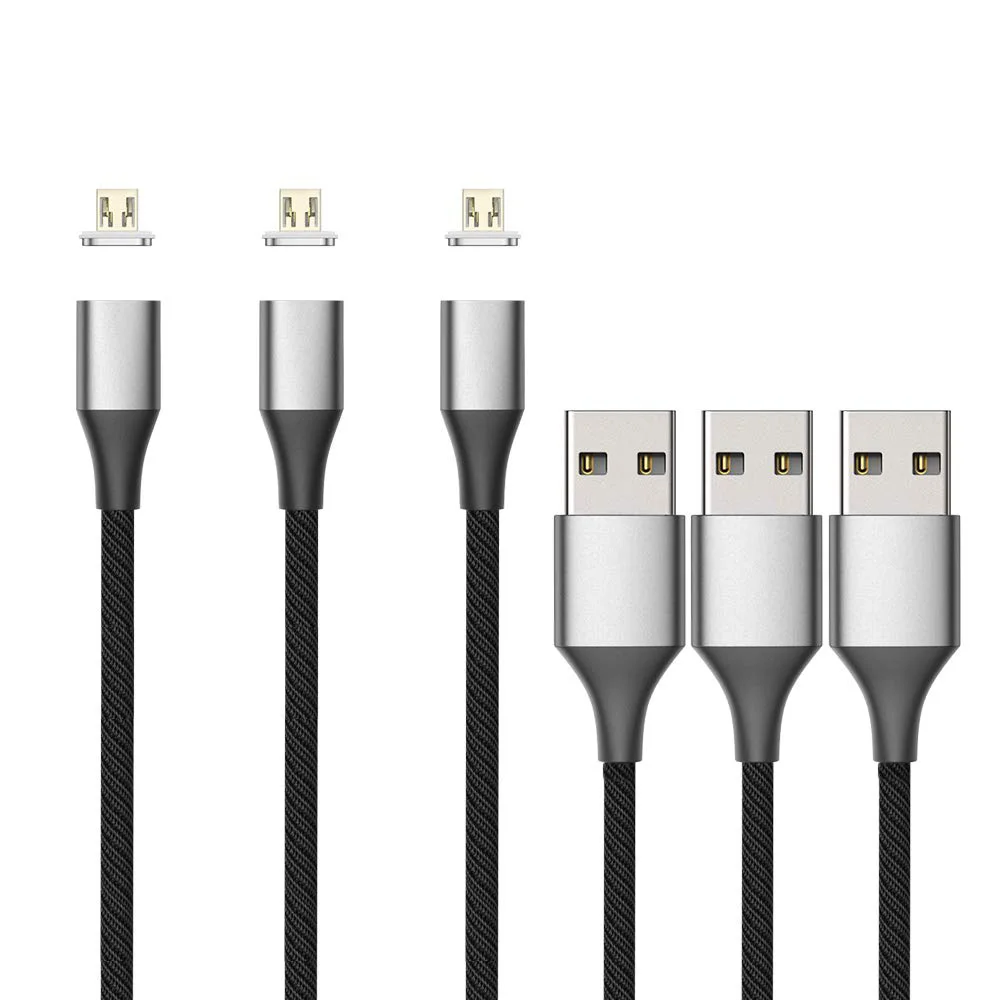 5 Black Pack of 3 NetDot Upgraded 2nd Generation USB2.0 Fast Charging Magnetic Micro USB Cable 