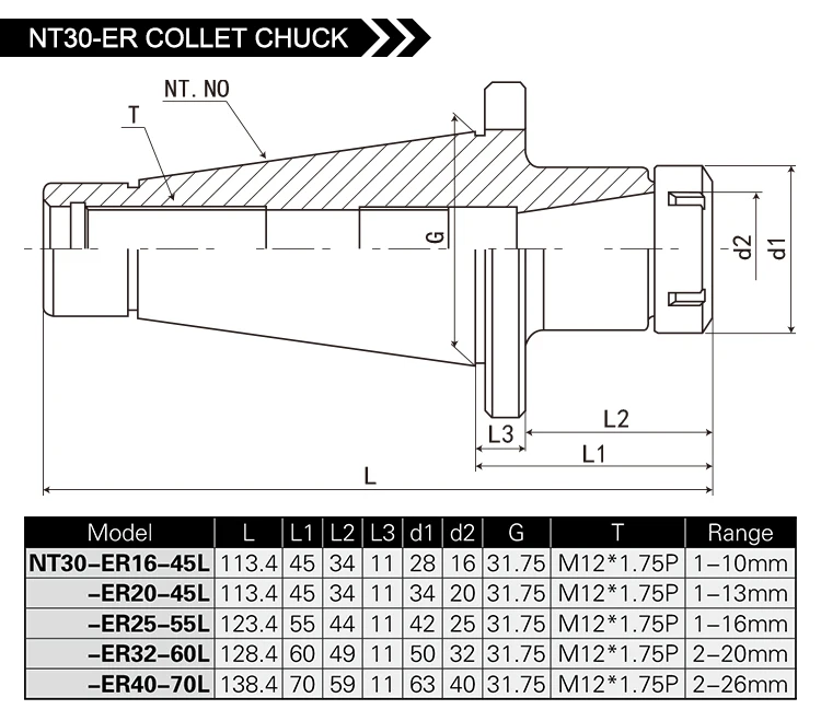 Din2080 Milling Collet Chuck Nt30 Set Collet Nt40 Collet Nt50 Er32 Iso ...