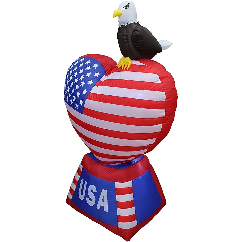 5 Ft Tall Patriotic Independence Day 4th Of July Inflatable Love Heart ...