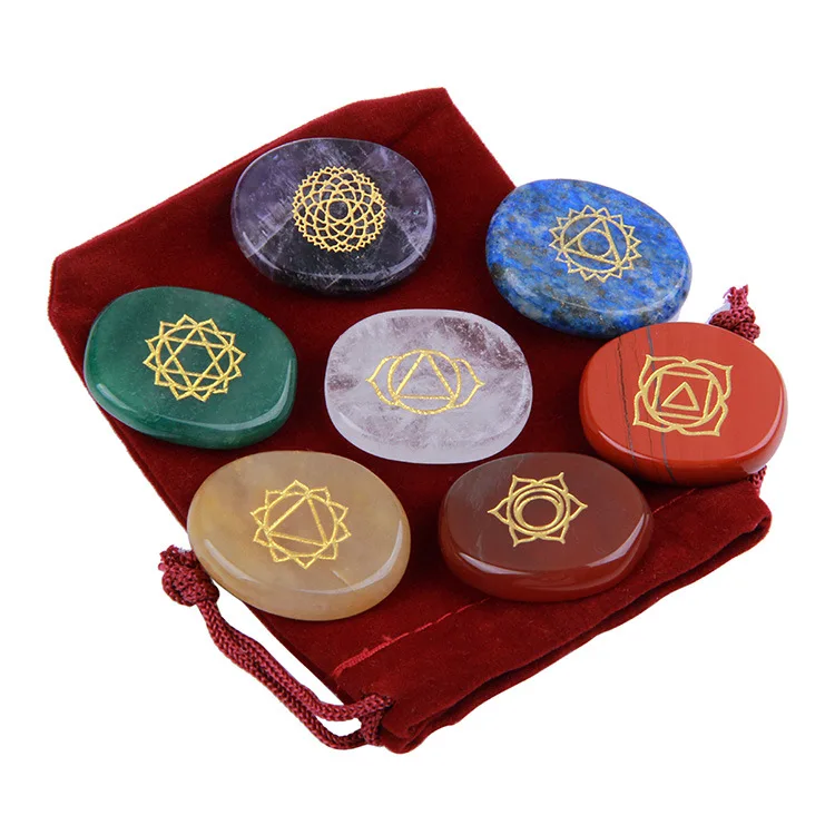 Chakra Stones-reiki Healing Crystal With Engraved Chakra Symbols 