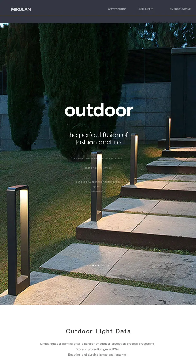 300mm 600mm 800mm 7w IP54 Aluminum Lawn lamp outdoor waterproof modern villa garden lamp