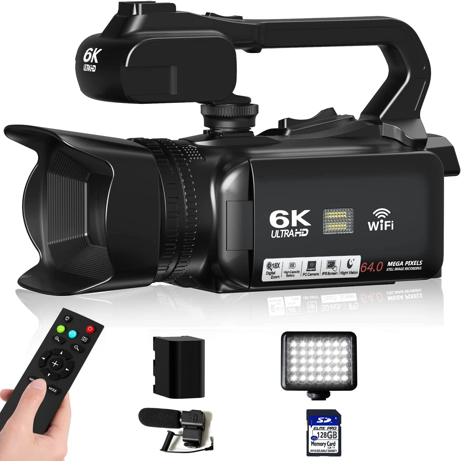 ZIHOTEK 6K 64MP Autofocus 18X Zoom Digital Ultra HD Camcorder