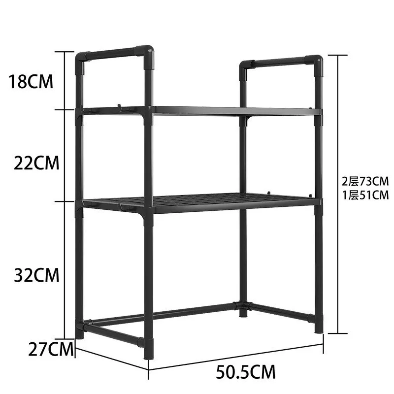 Modern Portable Double Storage Rack Carbon Steel Kitchen Organizer Microwave Multifunctional Tiers Non-Folding Utensils Holder