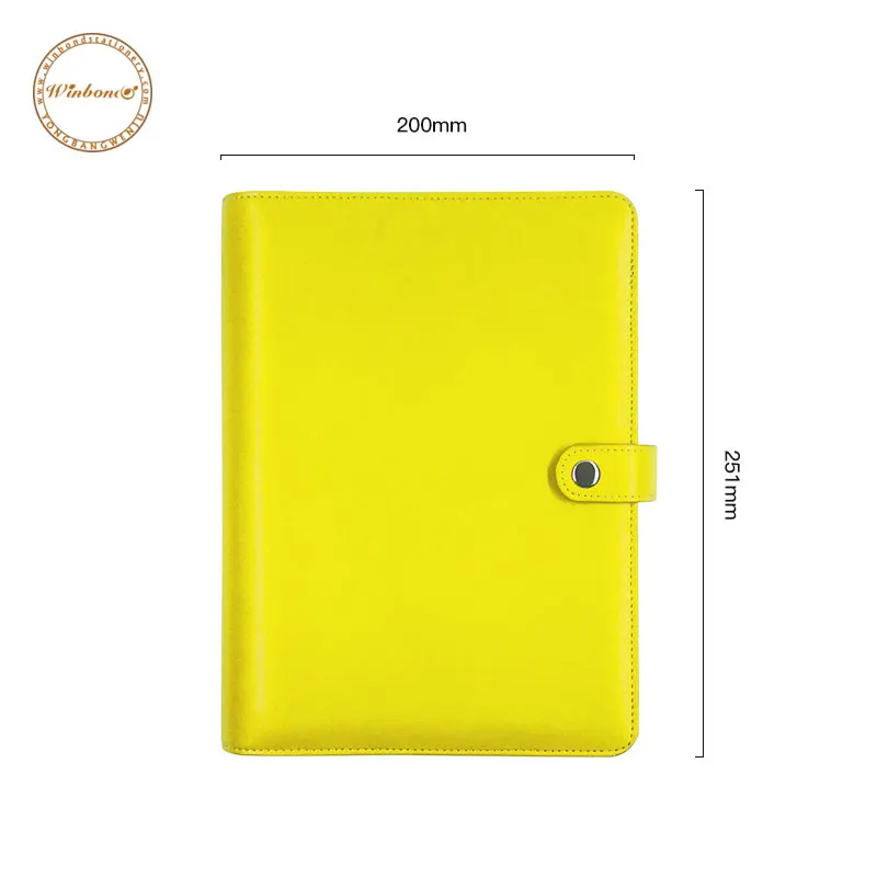 Custom yellow planners leather agenda custom printing a6 binder planner