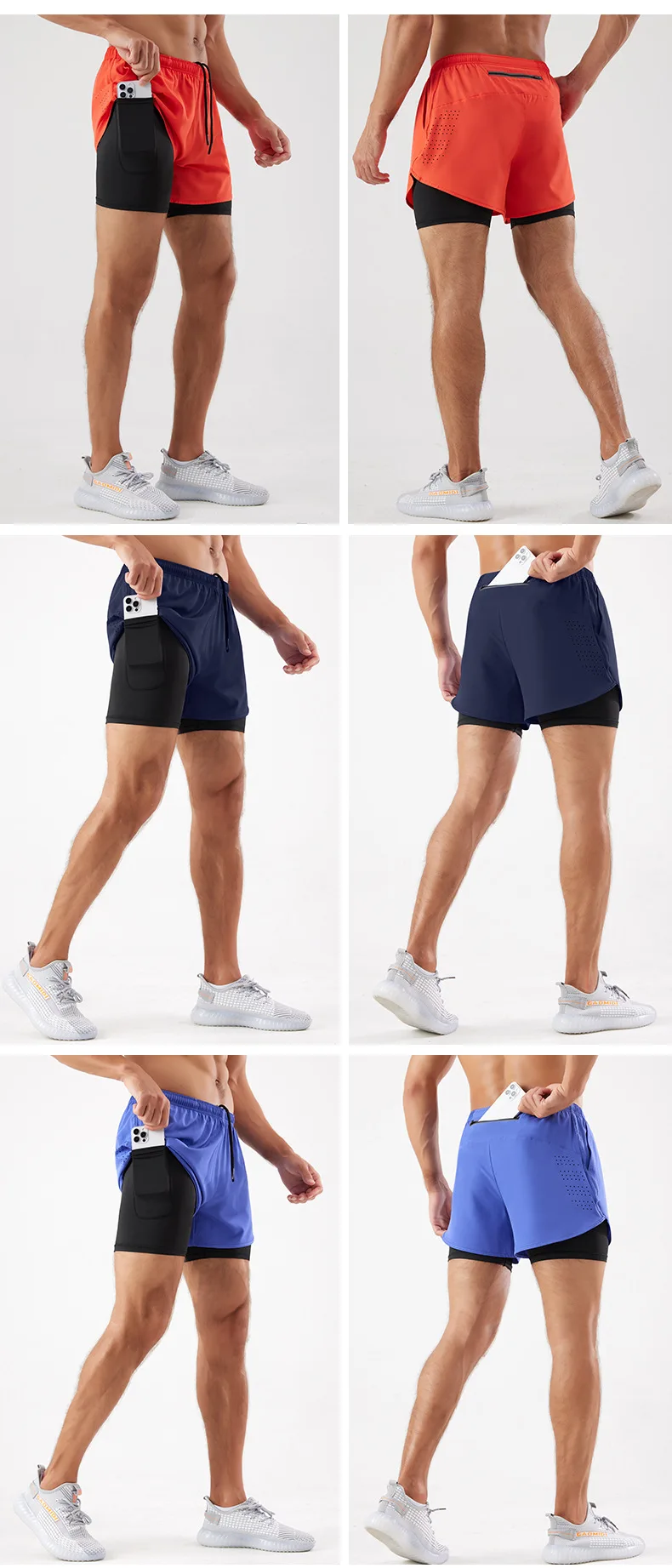 product mens summer sports shorts for gym beach double layer anti exposure marathon running fitness trunks three point design for-16