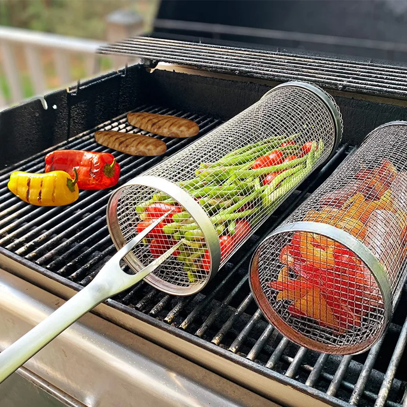stainless-steel-barbecue-basket-round-barbecue-cage-outdoor-bbq-smoker