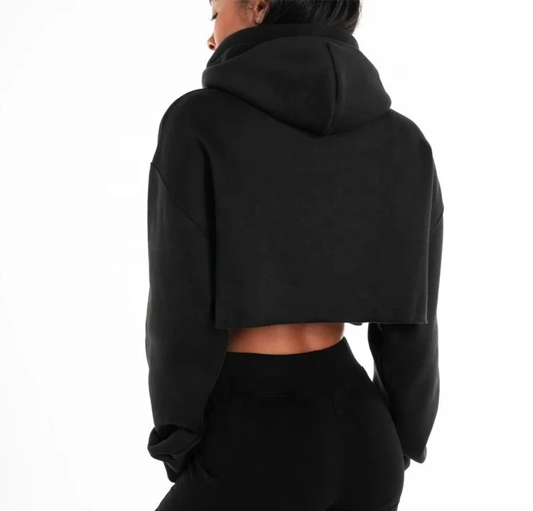 black crop zip up moletom com capuz