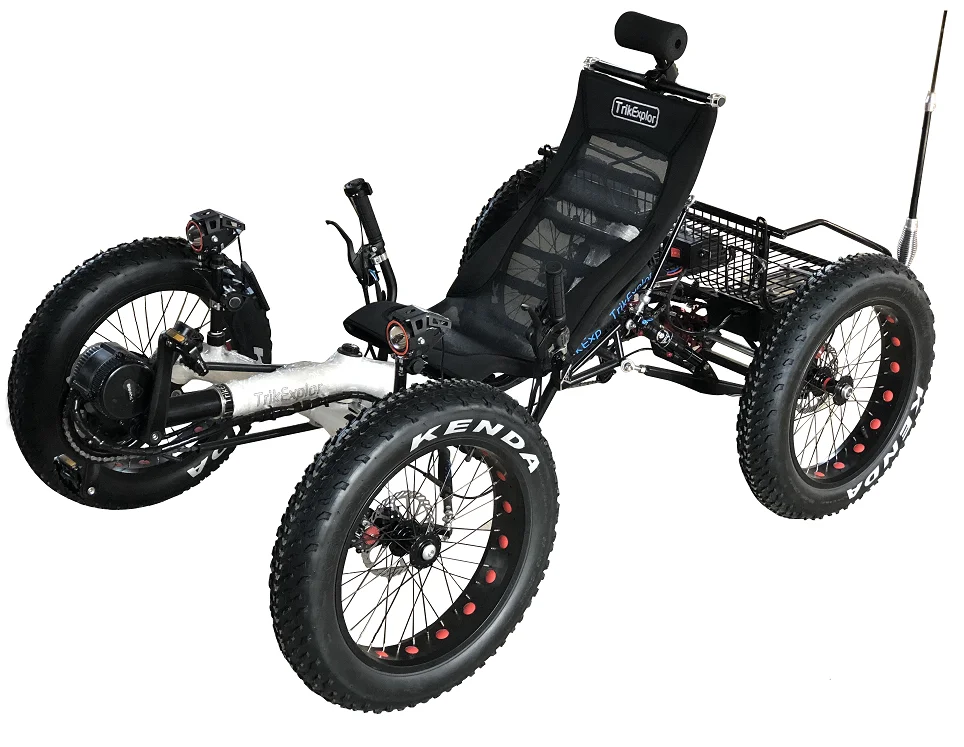 fat tire electric recumbent quad four wheels bicycle TrikExplor Quad-F420E 4 Wheel E Bike Stable
