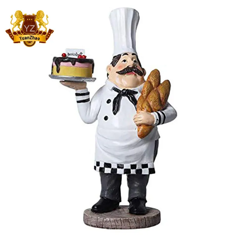 Restaurant Outdoor Decoration Life Size Fiberglass Chef Cook Statue For