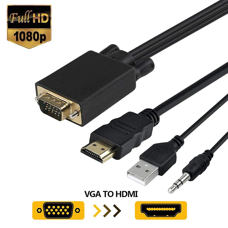 Lot of 10 NEW 1080P HDMI to VGA Converter Adapter Cables for PC Laptop HDTV 