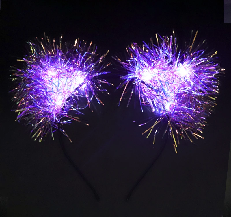 Party Led Headband Sparkle Magic Pom Ears Headband Tinsel Headband