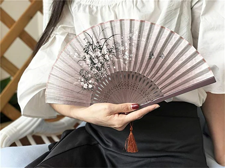 Bamboo Frame-Oriental/Chinese/Japanese Wedding Favor Hand Held Folding Fan 