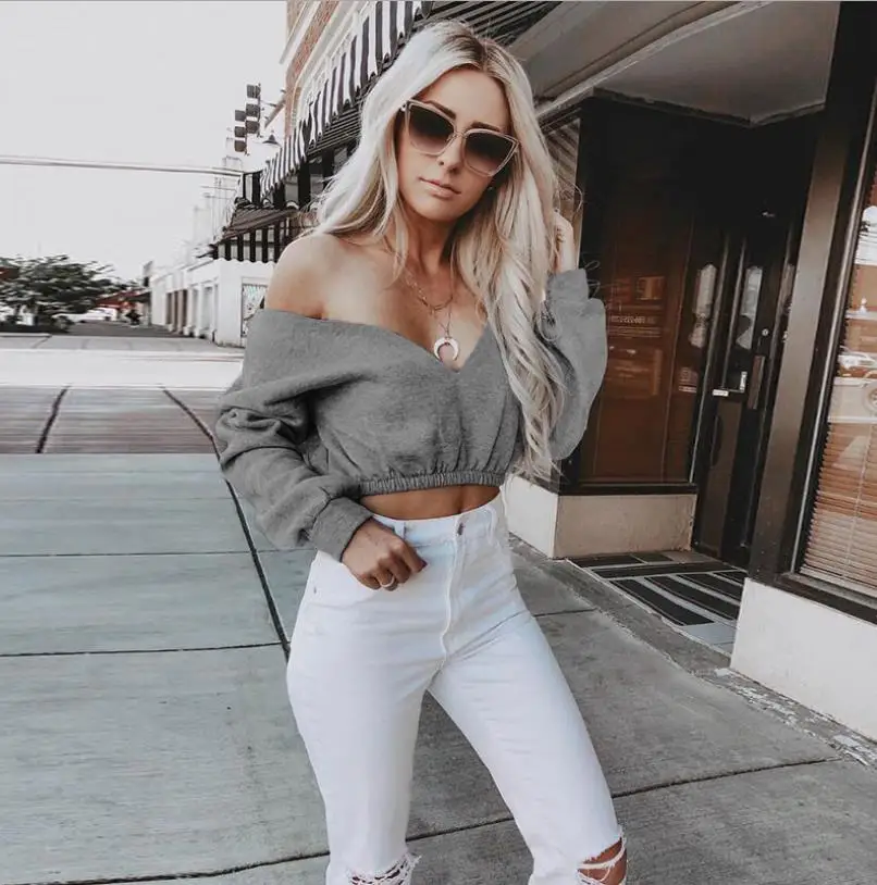 deep v neck off shoulder top