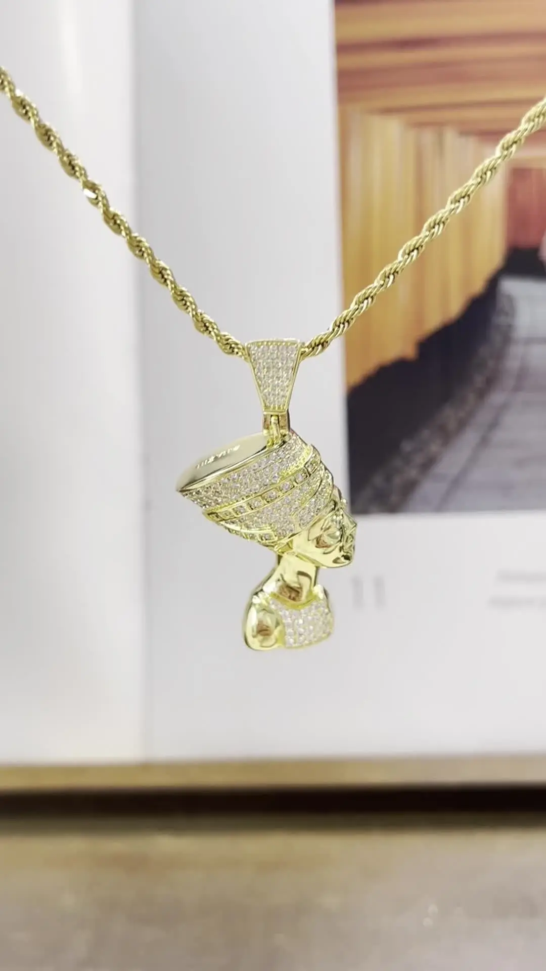 Shop Our New Arrival Hip Hop Jewelry Iced Out Nefertiti Pendant