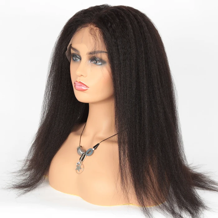 Wigsroyal 100% Human Hair Kinky Straight Full Lace Wig With Baby Hair ...