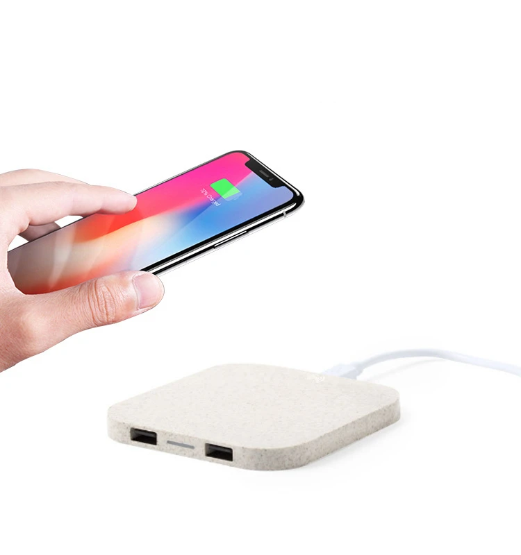 

Latest Design ECO Material Wheat traw quare hape 5W Wireless Charger,2 Pieces