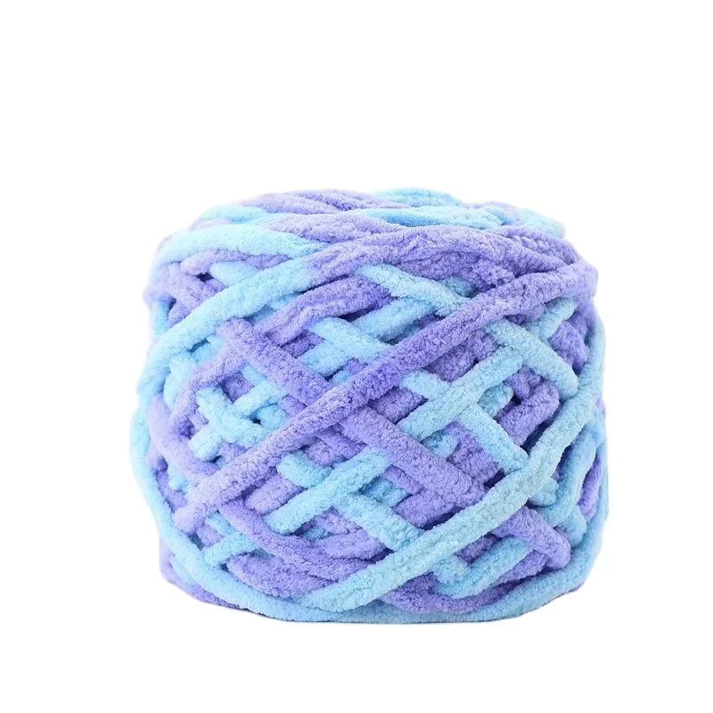 China LENUO supplier chunky crochet 1 ply fluffy arm knitting woven blanket core strip line ice yarn