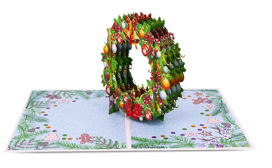 2020 Handmade Paper Craft 3d Pop Up Christmas Wreath Card