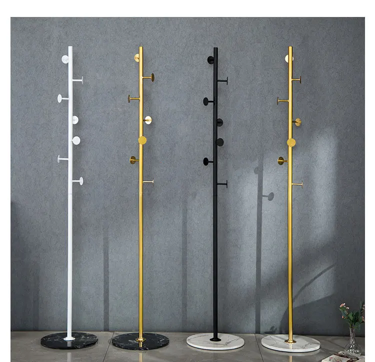 Simple Golden Iron Coat Rack Living Room Bedroom Floor Clothes Bag Rack