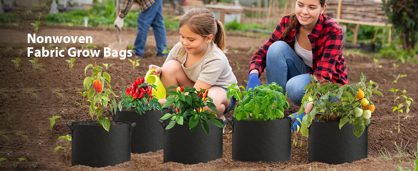 A-ONE Recyclable Durable Eco-friendly Sustainable Non-Woven Fabric Lined 2-3mm Thick Garden Felt Reusable Grow Bags 1-100 factory