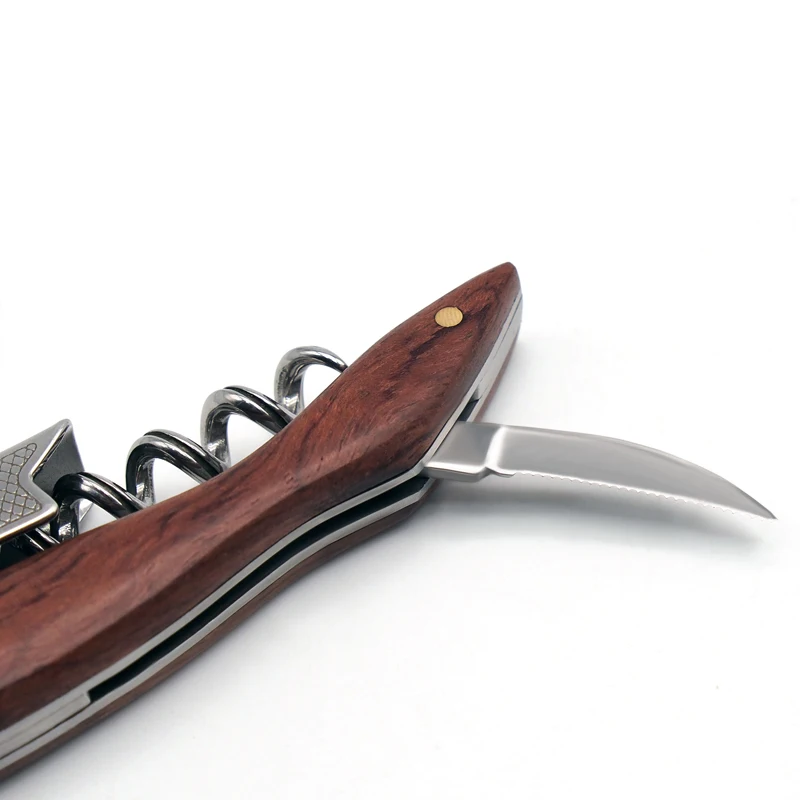 Manual Kitchen / Bar Accessories Wood and Steel Corkscrew Wine Opener