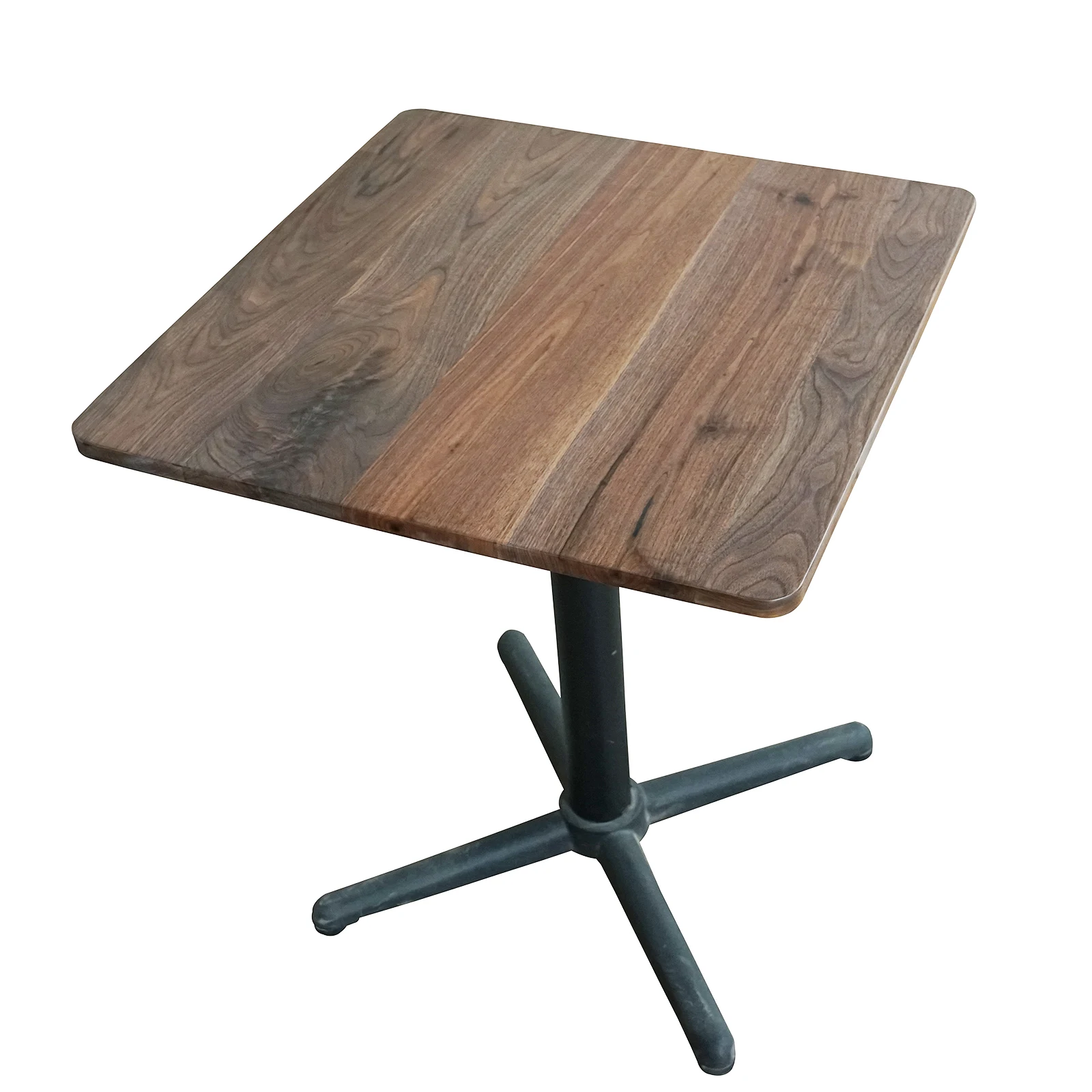 Modern Square Base Black Walnut Wooden Edge Glued Side Coffee Table